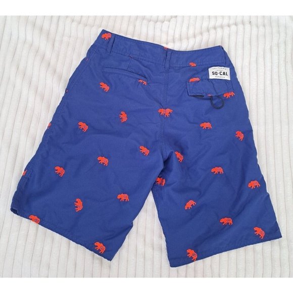 Men's So-Cal Republic Swim Trunks Shorts Sz 34 Deep Blue with Orange Cali Bears - Picture 2 of 5